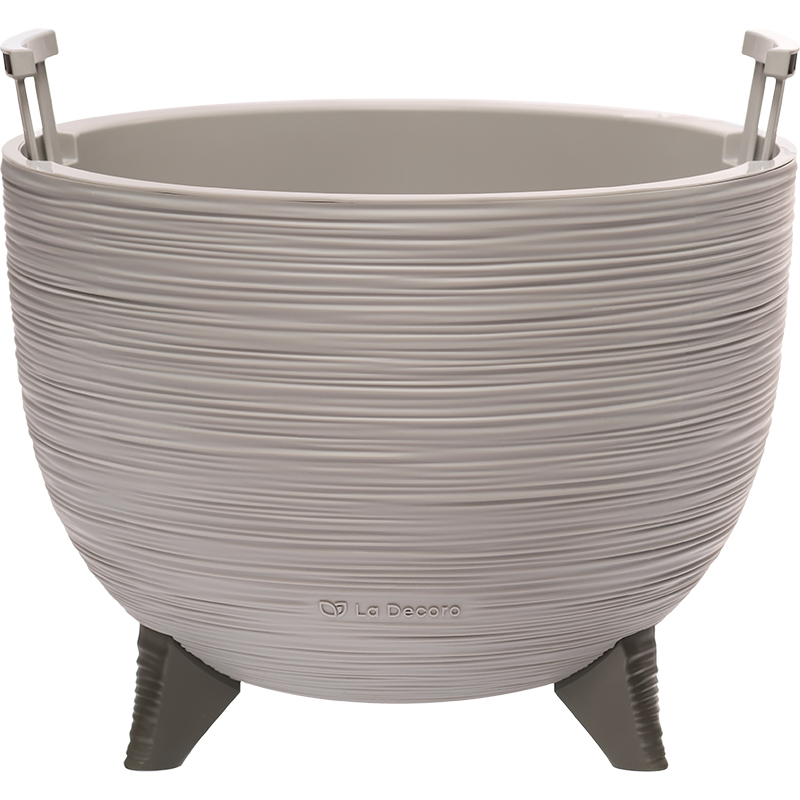 Кашпо Чаша на ножках ребристое (латте)_2