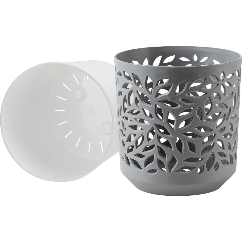 Кашпо Ливс (серый/белый)_