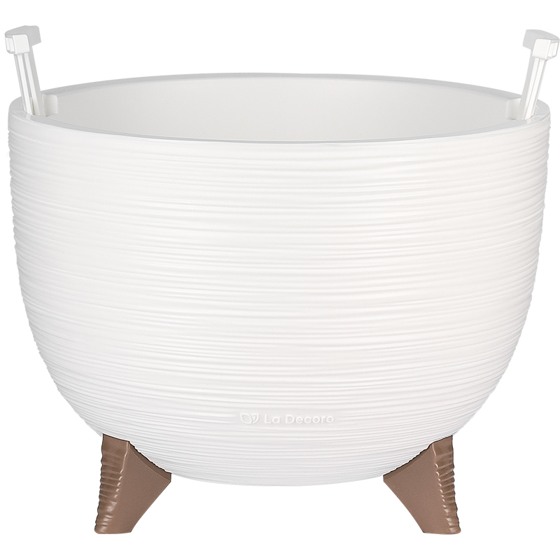 Кашпо Чаша на ножках ребристое (белый)_