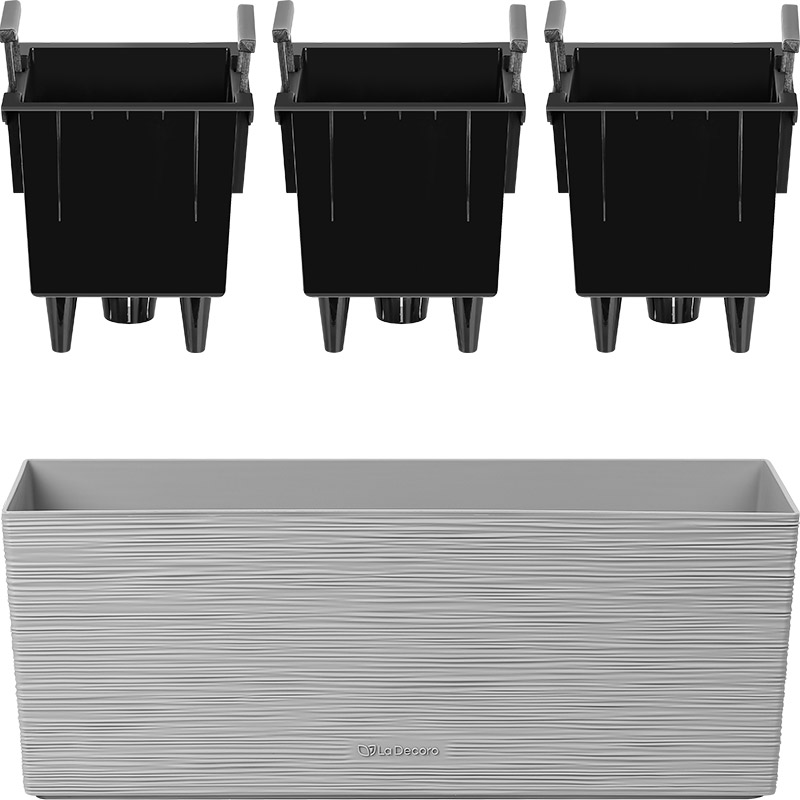 Кашпо Балкони трио ребристый (серый)_3