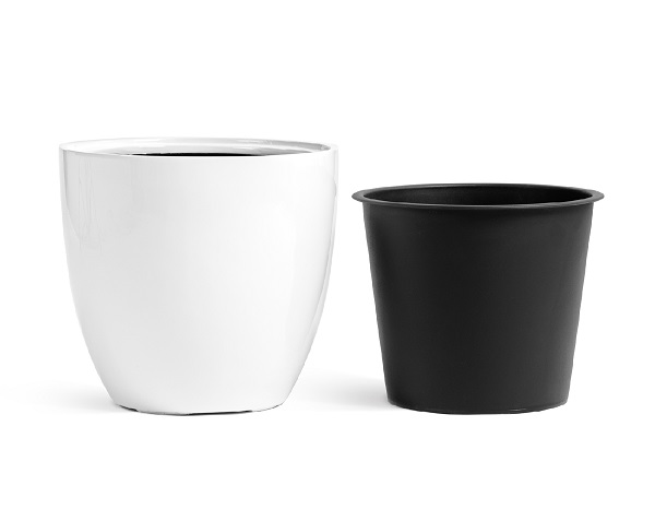 Кашпо Эффектори Глосс округлый конус белый глянцевый лак_1