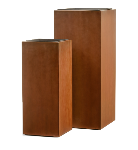 Кашпо Эффектори Кортен Стил Высокий куб Кортеновская сталь Бархатистая окись_