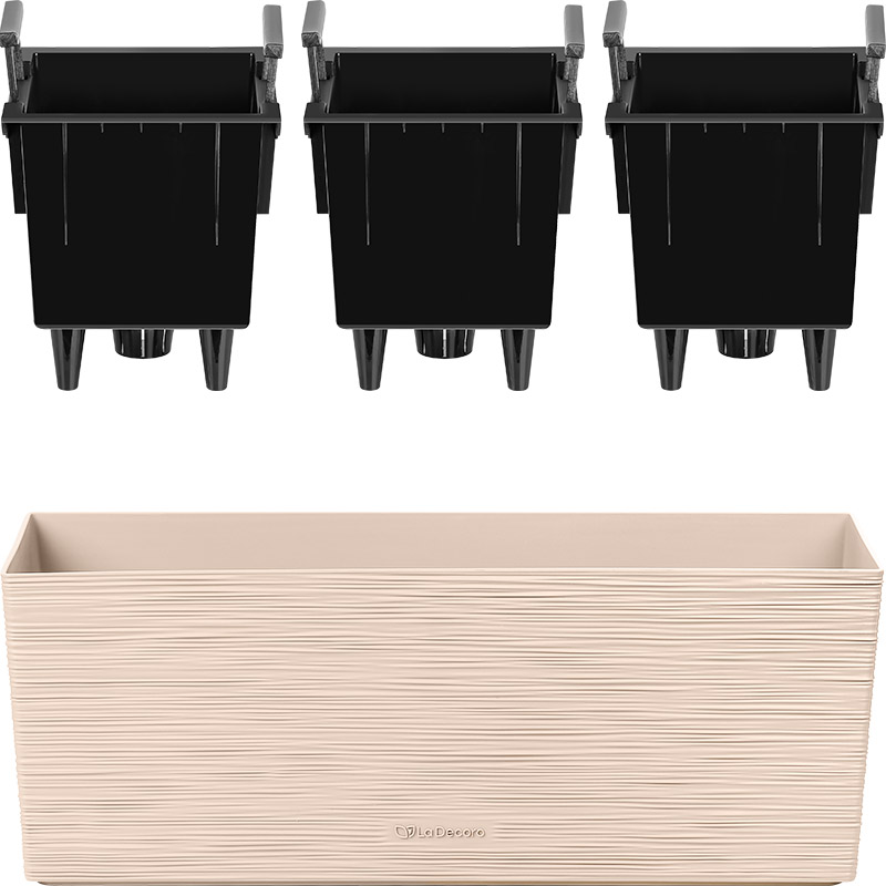 Кашпо Балкони трио ребристый (пудра)_