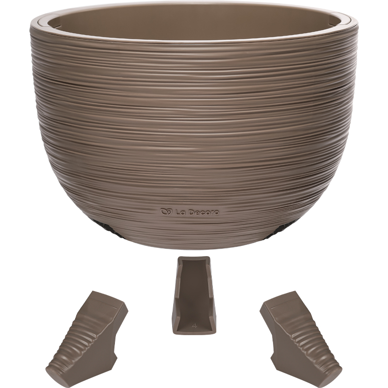 Кашпо Чаша на ножках ребристое (пралине)_1