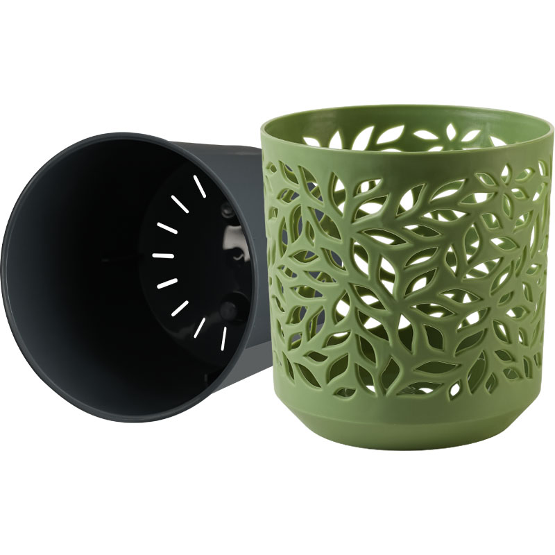 Кашпо Ливс (зеленый/антрацит)_