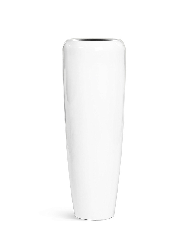 Кашпо Эффектори Глосс высокий конус Дизайн белый глянцевый лак_3