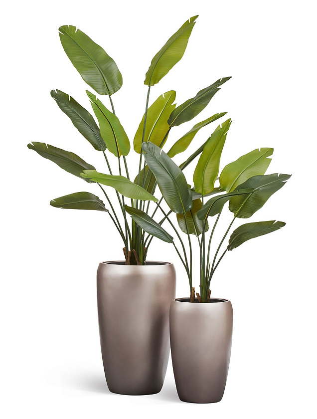 Кашпо Эффектори Металл высокий округлый конус лаковое темное серебро_8