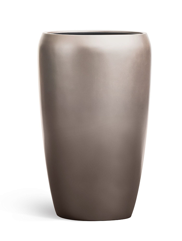 Кашпо Эффектори Металл высокий округлый конус лаковое темное серебро_2