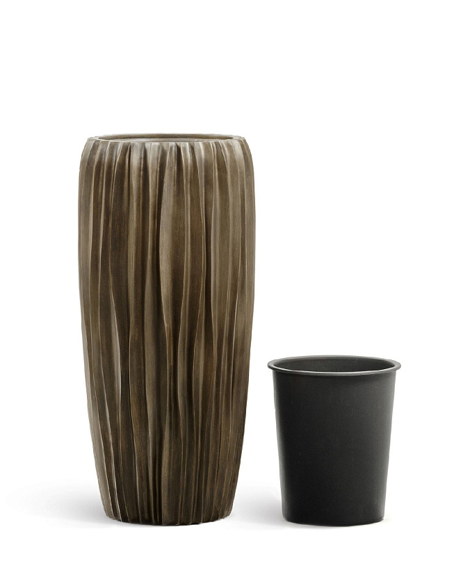 Кашпо Эффектори Металл высокий конус Дизайн Вейв Черная бронза_4