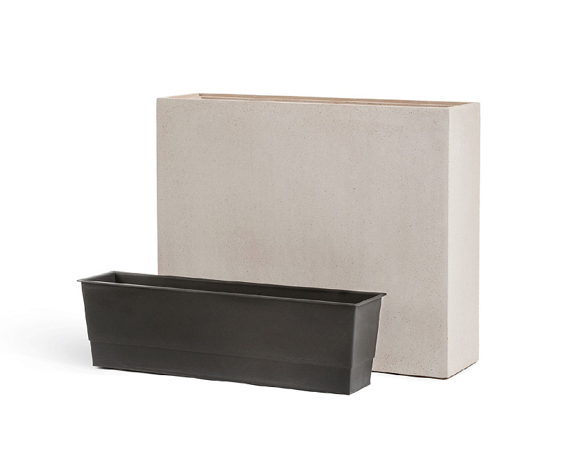 Кашпо Эффектори Бетон высокий девайдер белый песок_2