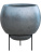Кашпо Metallic silver leaf globe elevated matt silver blue (с техническим горшком) - Фото 1