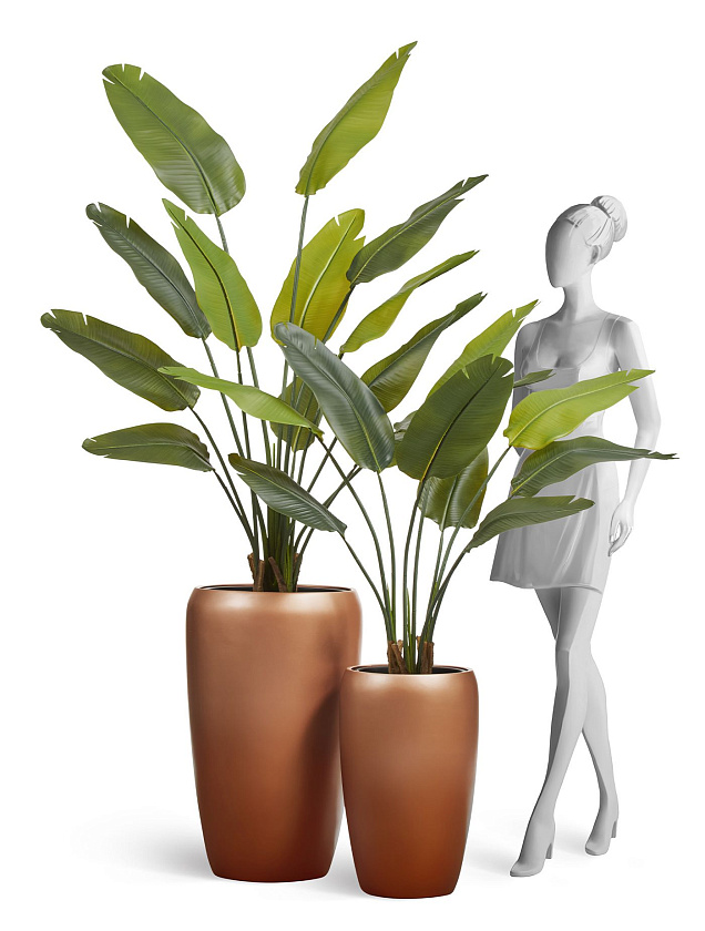 Кашпо Эффектори Металл высокий округлый конус лаковое темное золото_5