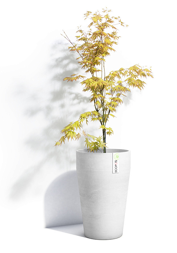 Кашпо Экопотс Санкара высокое светло-серое_