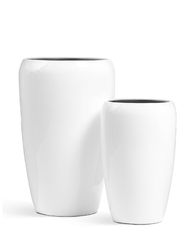 Кашпо Эффектори Глосс Высокий округлый конус Белый глянцевый лак_