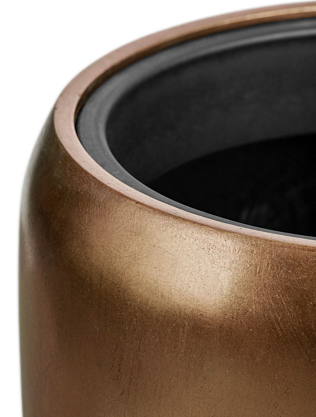 Кашпо Эффектори Металл высокий округлый конус темное матовое золото_4