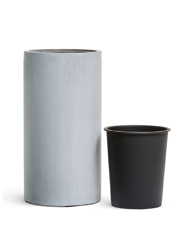 Кашпо Эффектори Бетон высокий цилиндр серый ледник_4