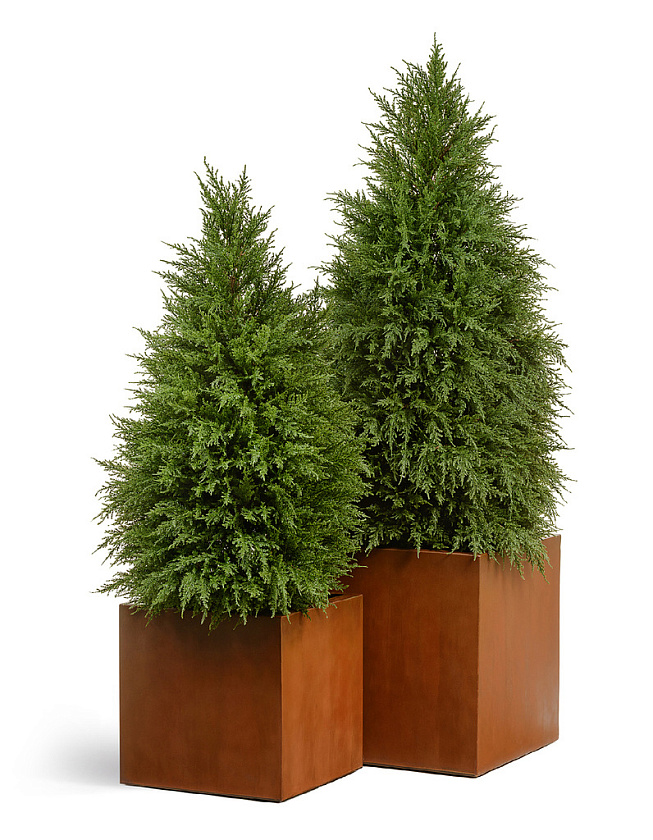 Кашпо Эффектори Кортен Стил Куб Кортеновская сталь Бархатистая окись_3