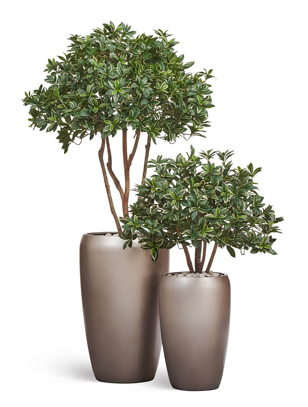 Кашпо Эффектори Металл высокий округлый конус лаковое темное серебро_10