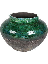 Кашпо Indoor pottery jar lindy green black