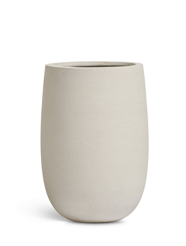 Кашпо Эрго Файн Рок Высокая округлая чаша Белый камень_3