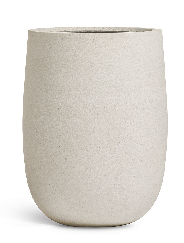 Кашпо Эрго Файн Рок Высокая округлая чаша Белый камень_2