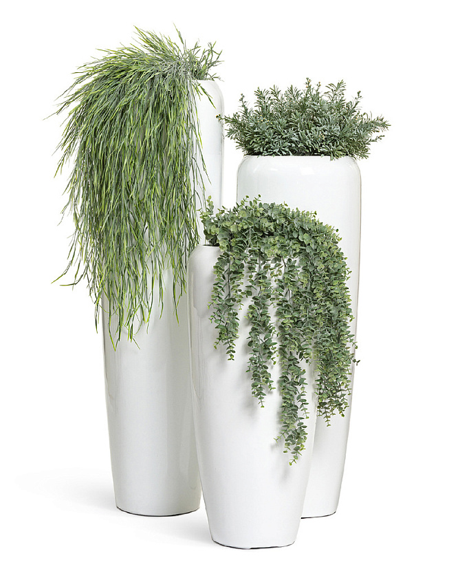 Кашпо Эффектори Глосс высокий конус Дизайн белый глянцевый лак_11