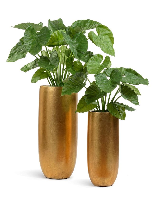 Кашпо Эффектори Металл высокий округлый конус сусальное золото_6