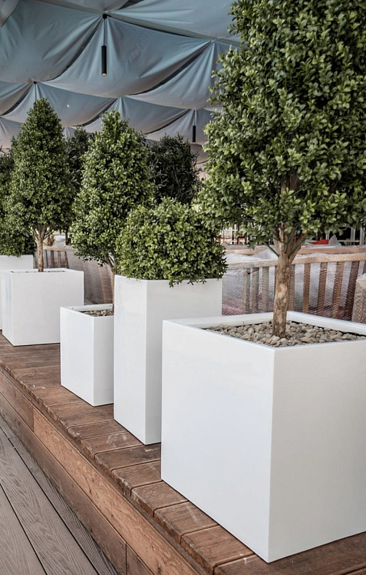 Кашпо Эффектори Глосс куб белый глянцевый лак_7