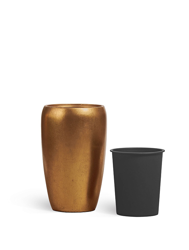 Кашпо Эффектори Металл высокий округлый конус сусальное золото_7