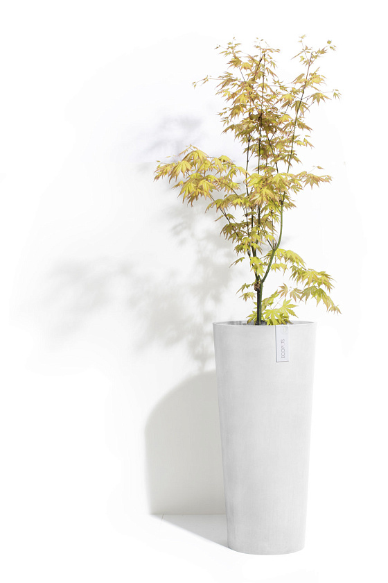 Кашпо Экопотс Амстердам высокое светло-серое_1