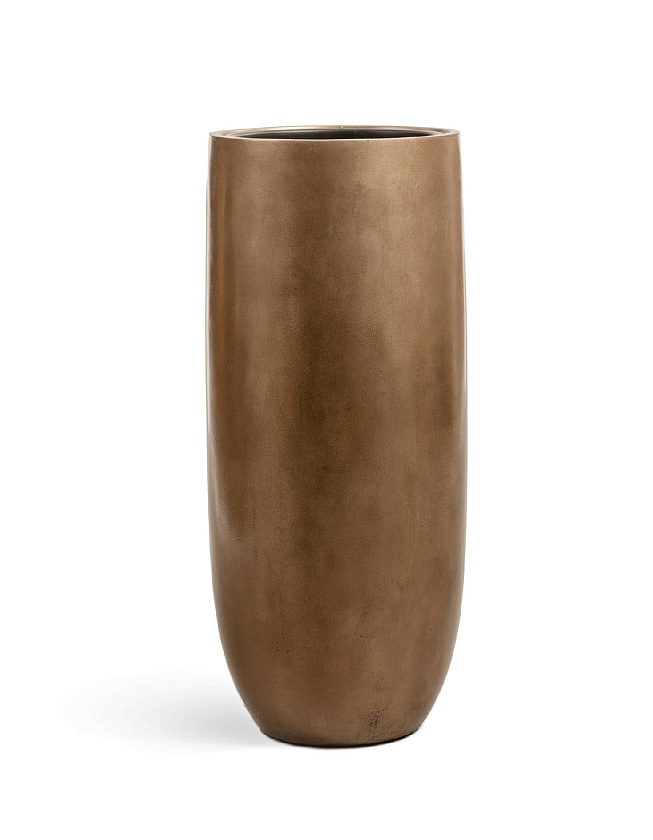 Кашпо Эффектори Металл высокий округлый конус темное матовое золото_2