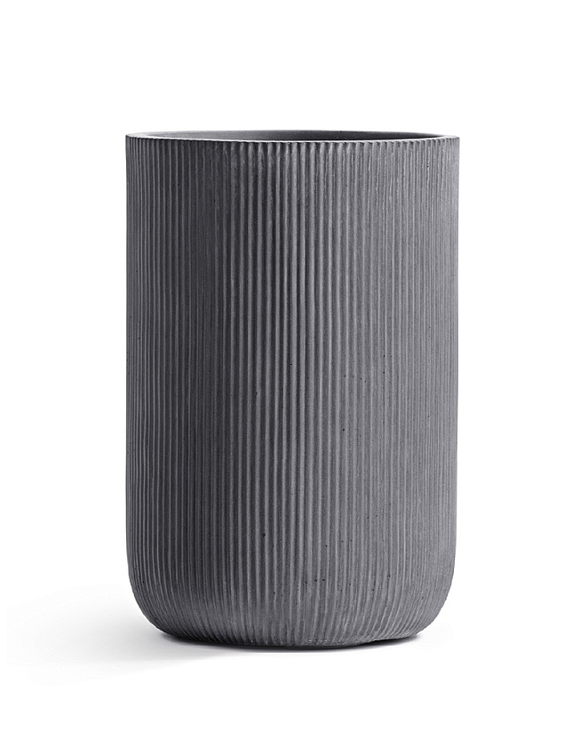 Кашпо Эрго Джет высокий цилиндр дымчато-серый бетон_