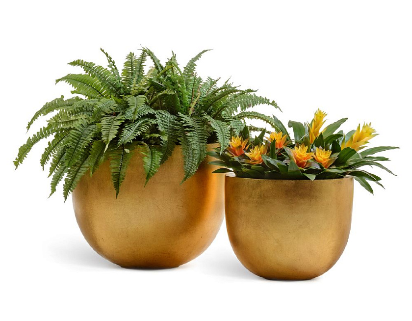 Кашпо Эффектори Металл низкая конус-чаша сусальное золото_4