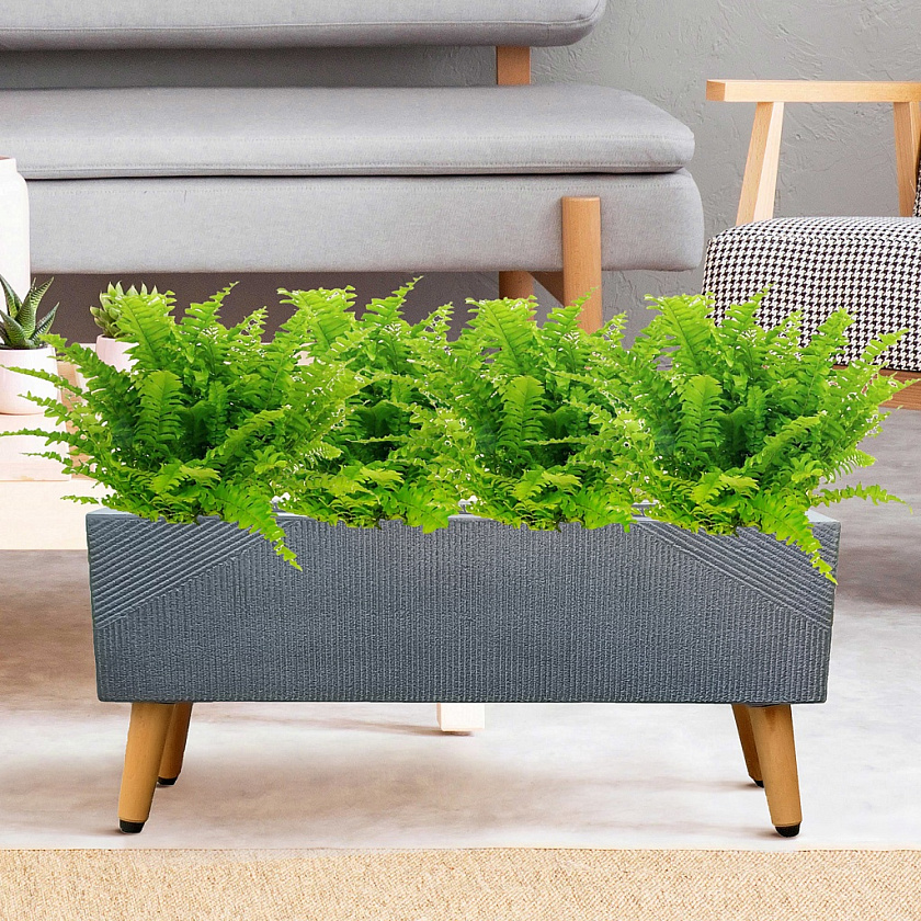 Кашпо Урбан Прямоугольное с подставкой антрацит_