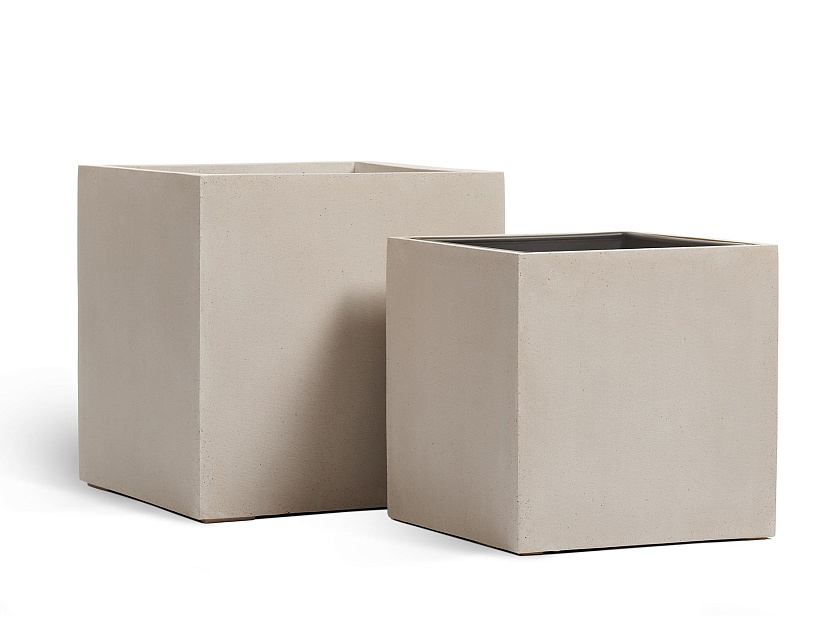 Кашпо Эффектори Бетон куб белый песок_2