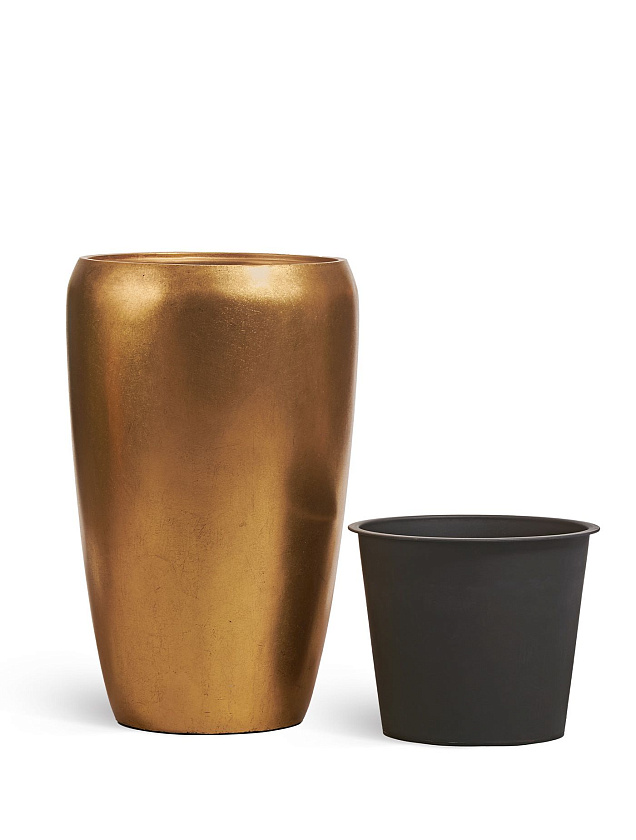 Кашпо Эффектори Металл высокий округлый конус сусальное золото_3