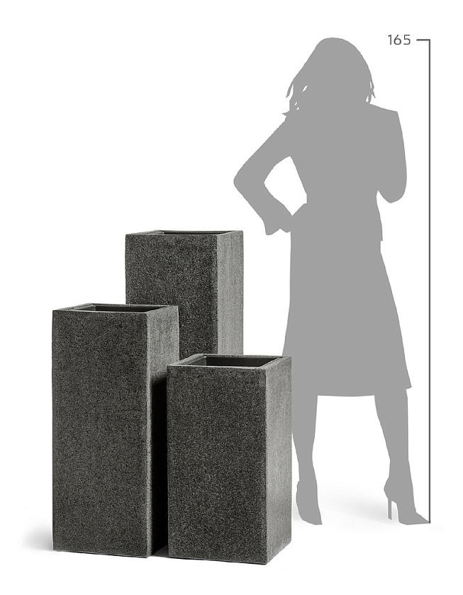 Кашпо Эффектори Стоун Высокий куб Темно-серый камень_2