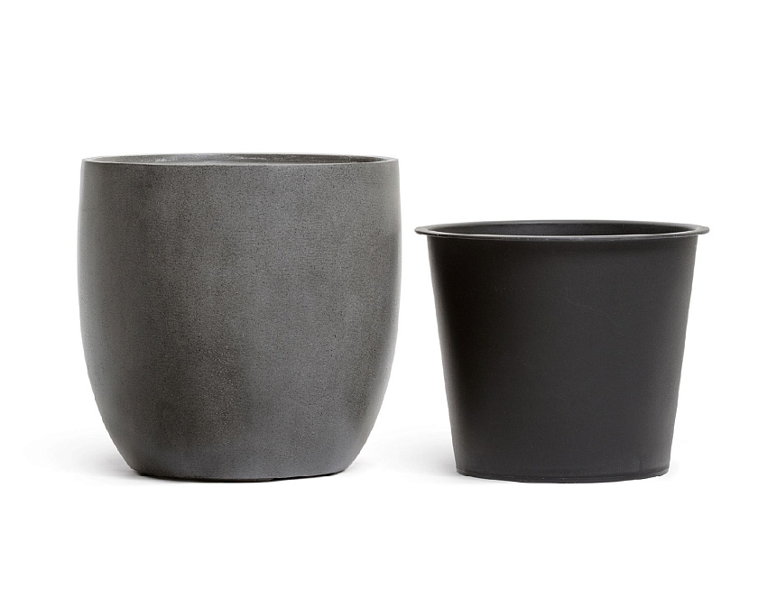 Кашпо Эффектори Бетон округлый конус тёмно-серый бетон_3