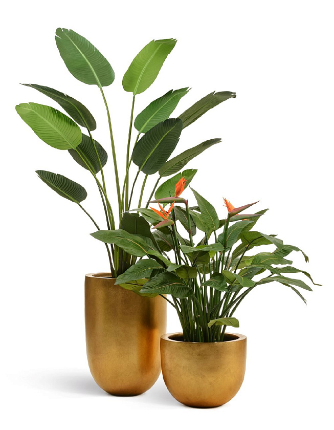 Кашпо Эффектори Металл низкая конус-чаша сусальное золото_5