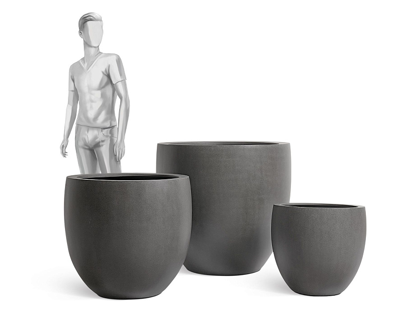 Кашпо Эффектори Бетон Большой округлый конус Тёмно-серый бетон_7