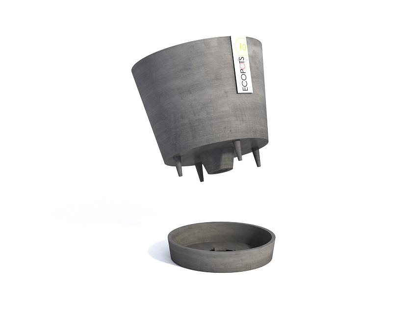 Кашпо Экопотс Венис серое с поддоном_