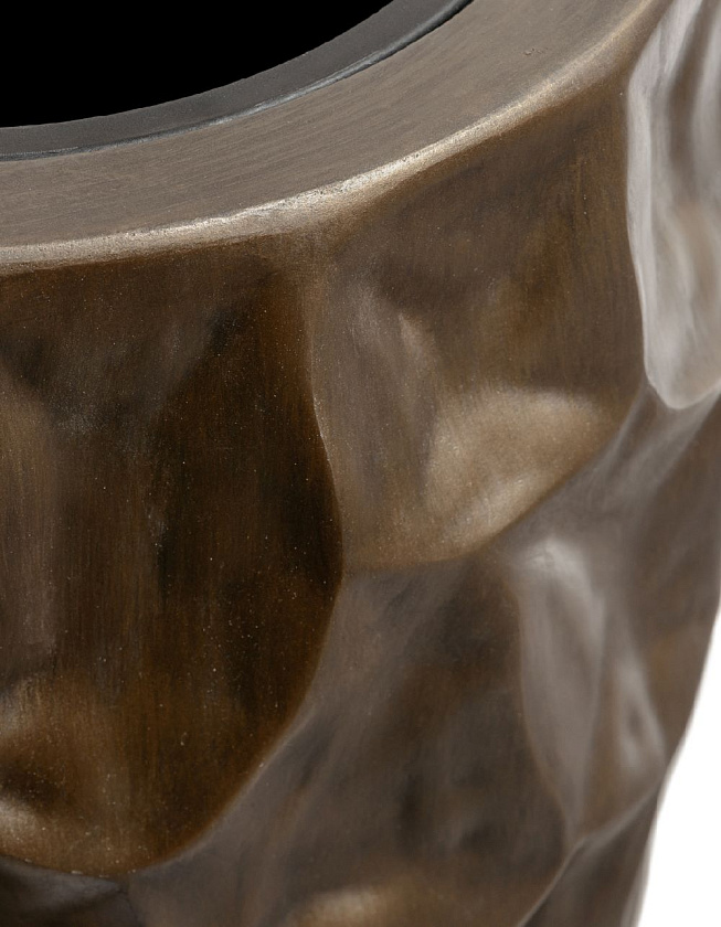 Кашпо Эффектори металл Высокий конус Дизайн Крампл Черненая бронза_4