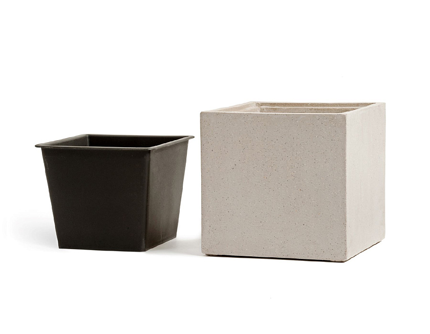 Кашпо Эффектори Бетон куб белый песок_4