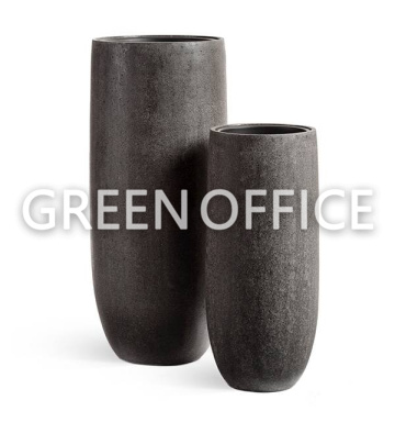 Кашпо EFFECTORY STONE высокий конус чаша темно-серый камень - Фото 1