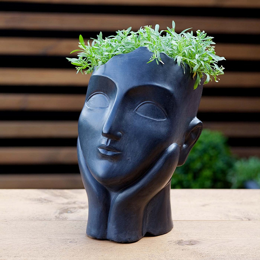 Кашпо Женская голова черное_1