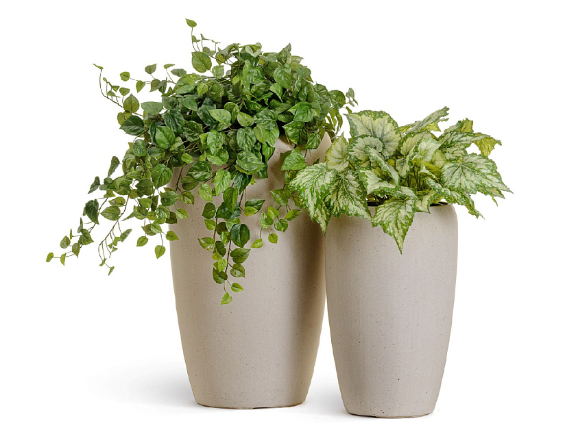 Кашпо Эффектори Бетон Высокий округлый конус Белый камень_3