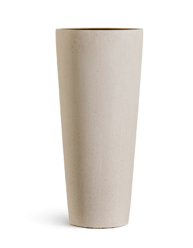 Кашпо Эффектори Бетон высокий конус белый камень_2