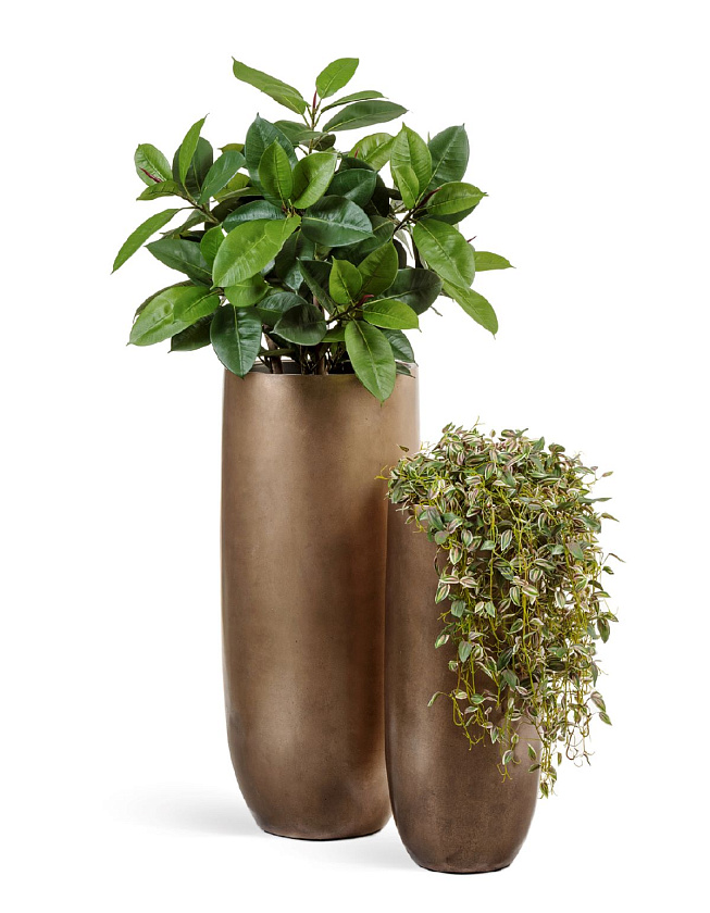 Кашпо Эффектори Металл высокий округлый конус темное матовое золото_4