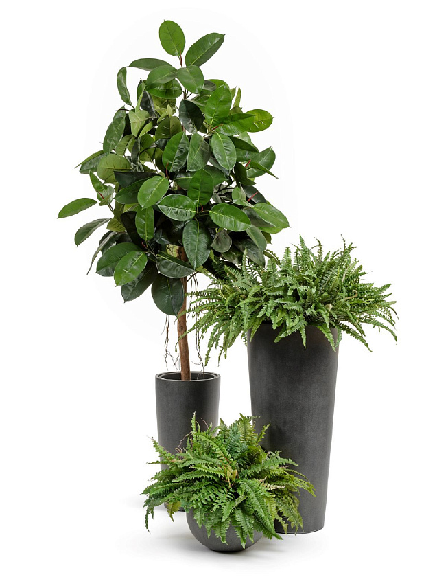 Кашпо Эффектори Бетон высокий конус темно-серый бетон_5