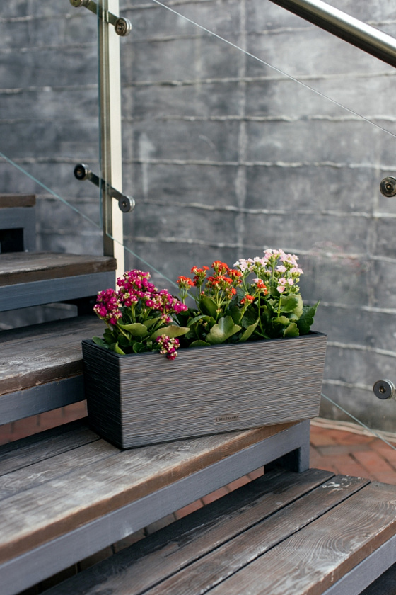 Кашпо Балкони ребристый (антрацит)_